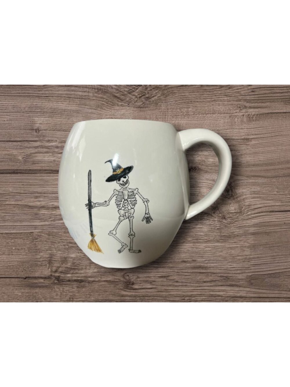 Rae Dunn Artisan Collection Magenta Dancing Skelton Witch Coffee Tea Cup Mug